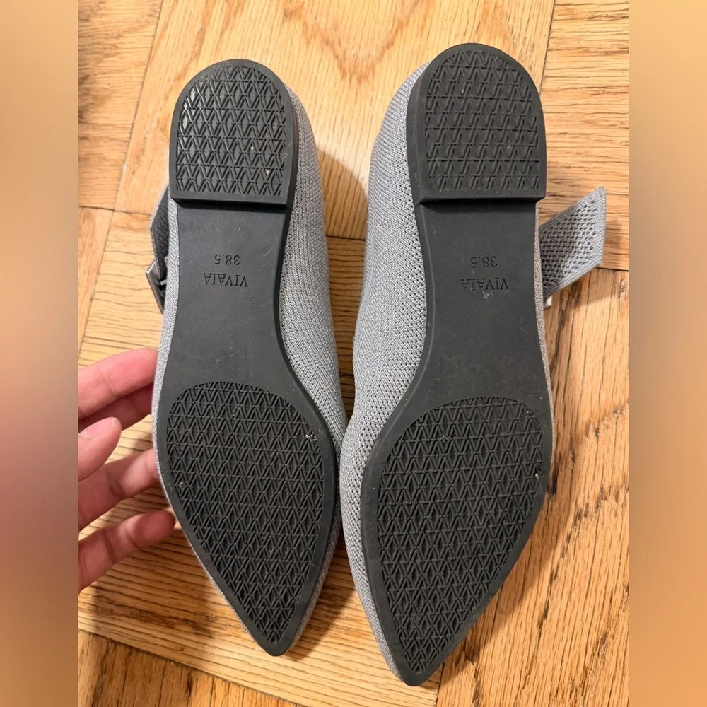 Vivaia Pointed Toe Mary Jane (Maria) Gray Flats - Picture 3 of 4